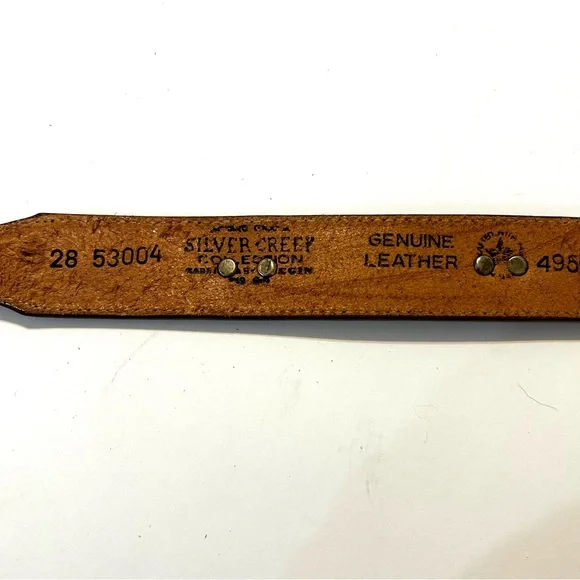 Silver Creek Brown Leather Belt with Silver & Rose Toned Fetishized  Size 28 - Picture 3 of 13